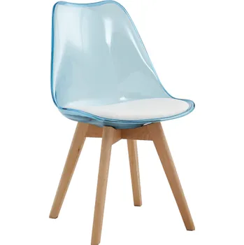 Jídelní židle Jídelní židle BALI. Transparentní modrá, akryl/ekokůže/buk