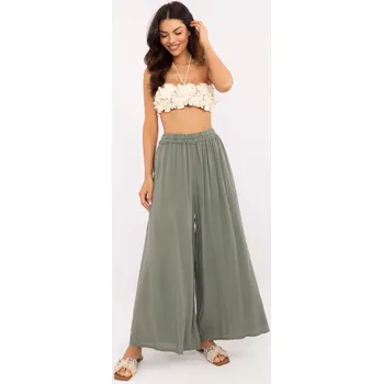 Dámské kalhoty Viskózové kalhoty Bella khaki Velikost: M