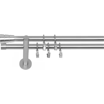 Garnýž Dekodum Dvouřadá moderní garnýž Walec Basic 19 mm matný chrom 400 cm