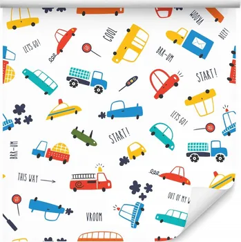 Tapeta Tapeta do dětského pokoje AUTÍČKA Komiks Nápisy