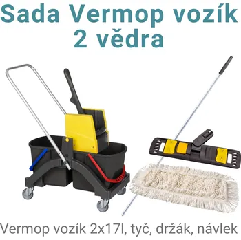 Úklidový vozík Vermop sada - vozík 2x17l, držák, tyč, návlek