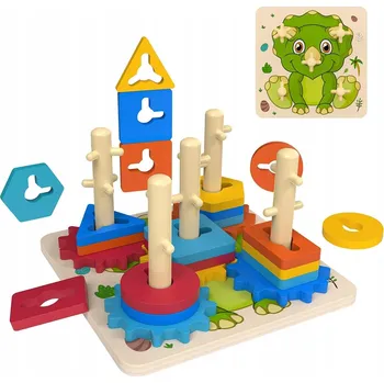 Dřevěná hračka Dřevěné Stavebnice pro děti na hraní, stohovací třídiče, vzdělávací hračka