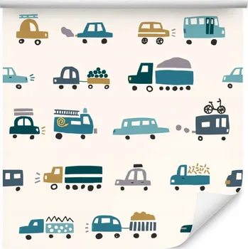 Tapeta Tapeta auta nákladní auta, kola, dětský pokoj