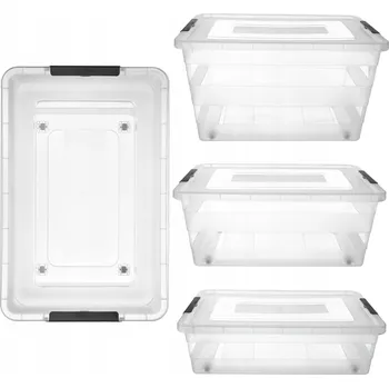 Úložný box ÚLOŽNÉ BOXY S VÍKEM SADA 4ks PLASTOVÝ ORGANIZÉR