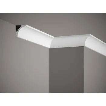 Obklad Mardom Decor VZOREK - Stropní lišta – HLADKÁ, tvrdý plast PolyForce® (HD Polymer), základní bílý nátěr (přetíratelný), 50 x 50 x 100 mm