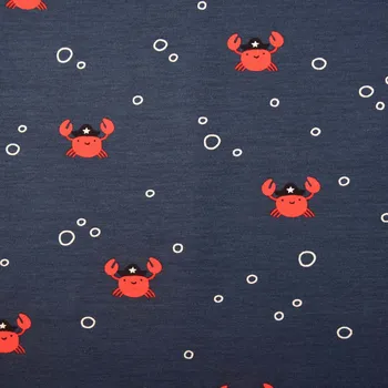 Bavlněný úplet v modré barvě s potiskem raků 21849/008