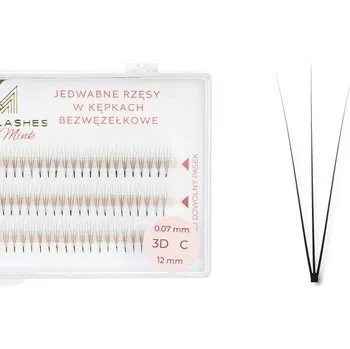 Umělé řasy 3D Objemové řasy v trsech STRAIGHT | TLOUŠŤKA: 0,10 | ZAKŘIVENÍ: CC | DÉLKA: 14MM