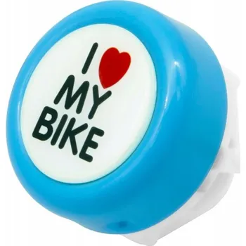 Zvonek na kolo Mechanický zvonek I Love My Bike, modrý, 54 mm