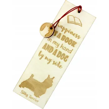 Doplněk ke knize Hedvábný teriér gravírovaná záložka do knihy se psem, jméno psa