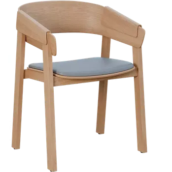 Jídelní židle HARMONY, dřevěná konferenční a jídelní židle, čalouněný sedák, koženka šedá