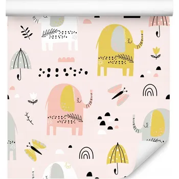 Fototapeta Tapeta pro holčičky Sloni Motýlci Deštníky