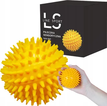 Masážní míček PIŁKA SENSORYCZNA SPIKY BALL LINE SPORT MASÁŽNÍ MÍČEK 8 CM ŽLUTÝ