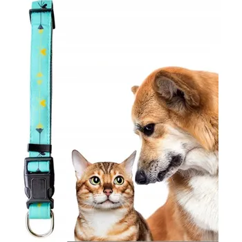 Obojek pro psa Látkový obojek CIRCUS Pili pro psa kočku XL Tyrkysový, nastavitelný