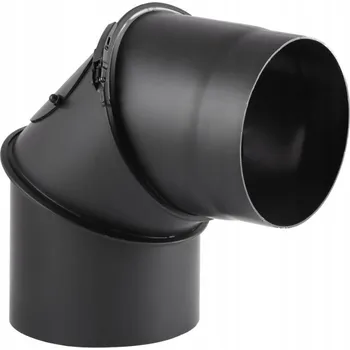 Černé nastavitelné koleno 90° Fi 200 s revizním otvorem Ocel