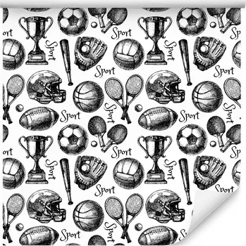 Fototapeta Tapeta pro teenagery FOTBALOVÝ MÍČ Tenisové rakety 3D