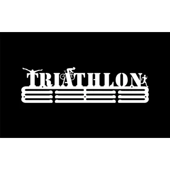 Věšák Triathlon #2 - BÍLÝ Věšák na medaile 60cm VELKÝ