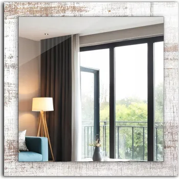 Zrcadlo Koupelnové zrcadlo nástěnné s dekorativním skleněným rámem Staré Dřevo 60x60 cm