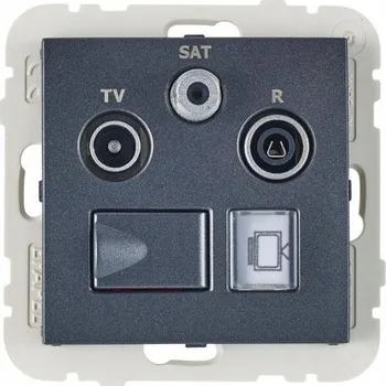 Elektrická zásuvka Anténní a internetová zásuvka nástěnná Efapel šedá