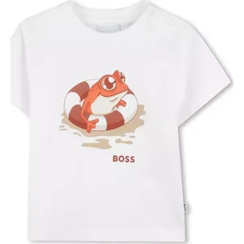 Bavlněné dětské tričko BOSS bílá barva, s potiskem, J52110 J52110.67.81 00X, vel. 71