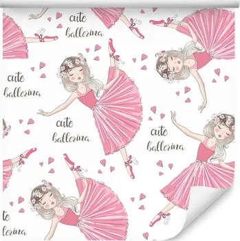 Fototapeta Tapeta Pro Holčičku BALETKY Růžová Nápisy Srdce