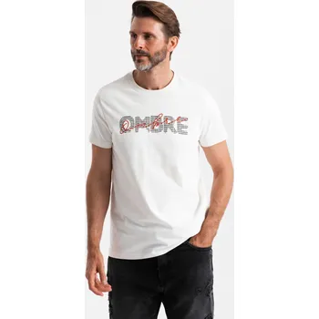 Pánské tričko Ombre Men&#039;s cotton t-shirt with double printed logo - white Ombre bílá 3109024