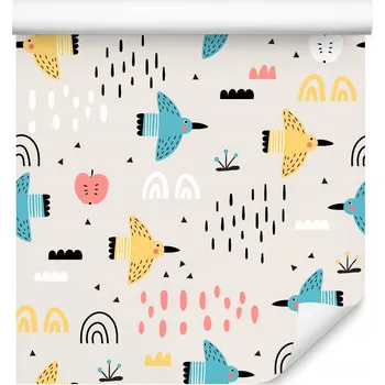 Fototapeta Tapeta pro děti Barevní PTÁCI Tečky Proužky