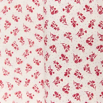 Tegatex Folklorní látka metráž - bílotisk červené kvítky