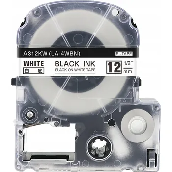 Pásek do tiskárny Páska do tiskárny Epson AS-12KW LA-4WBN 12 mm / 8 m Bílá/Černá