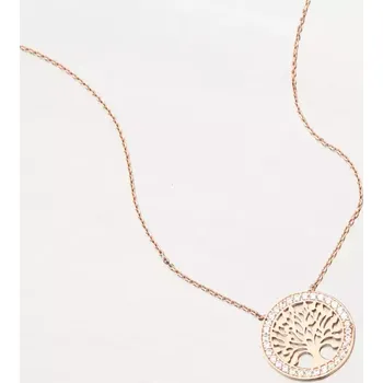Náhrdelník Dámský náhrdelník růžové zlato 585 zirkon strom života 55GZ-5021-CV délka 42 cm
