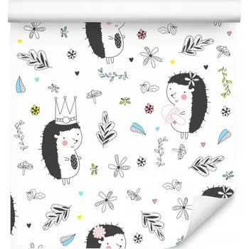 Fototapeta Tapeta do dětského pokoje ježci listy příroda