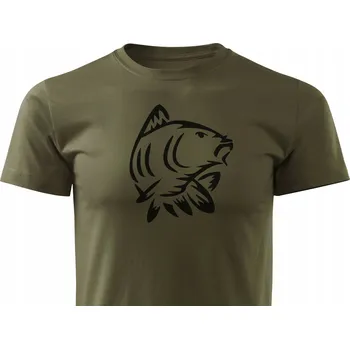 Tričko T-shirt Forestmax barva zeleň vojenská rybářský vzor KAPŘ - 3XL