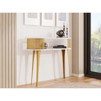 Nábytek Toaletní stolek Mozimo Gold, Barva: zlatá / bílý mramor MIRJAN 5903211393013