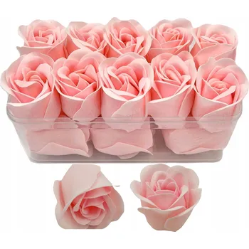 umělá květina PUDRově Růžová Světle Růžová Mýdlové Růže Dárek Květiny v Krabičce Hlavička Umělé Květiny Balení 18 ks