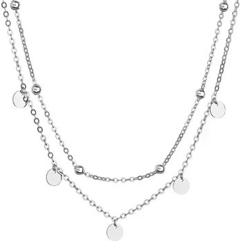 Náhrdelník Stříbrný náhrdelník dvouřadý malé placičky a kuličky 62007