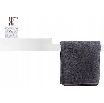 Drátěná police Skleněná Polička do Koupelny Sprchová Naomi 60cm Pravá Černá + bílé sklo