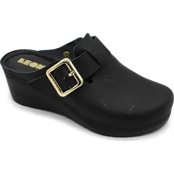 Dámská zdravotní obuv Leon 1024 Dámské kožené pantofle na klínku - Černá Velikost: 41