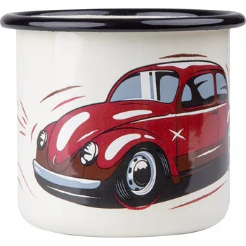 Smalťovaný hrnek Volkswagen Beetle (Brouk) světle krémový | Emalco Enamelware