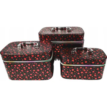 Kosmetická taška KUFŘÍK na kosmetiku Heart, sada 3 kusů organizérů na SRDÍČKA