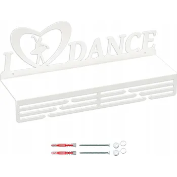 Věšák DRŽÁK NA MEDAILE NA ZEĎ S POLIČKOU 40CM TANEC MILUJI TANEC OD PIEKNE CIĘCIE