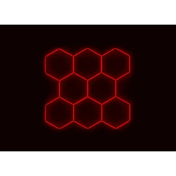 Kompletní LED hexagonové svítidlo červené, rozměr: 8 elementů 252 x 238 cm