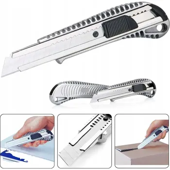 Pracovní nůž PRACOVNÍ NŮŽ KOVOVÝ NŮŽ S LAMACÍ ČEPELÍ 18 mm HLINÍKOVÝ ostrý