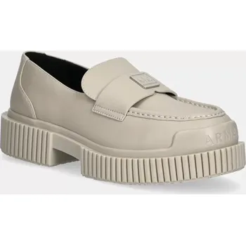 Dámské mokasíny Kožené mokasíny Armani Exchange dámské, béžová barva, na platformě, XDA006 XV874 00578 XDA006.XV874.00578 08X, EUR 41