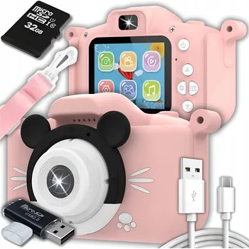 Digitální kompakt Digitální fotoaparát ZeeTech Digitální fotoaparát hračka myška mini růžový