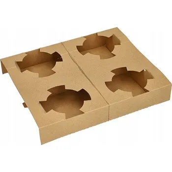 Jednorázové nádobí Papírový tácek / držák na 4 kelímky na polévku 25 ks
