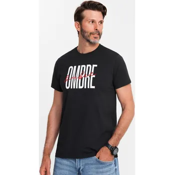 Pánské tričko Ombre Men's cotton t-shirt with double logo - black Ombre černá 3110945