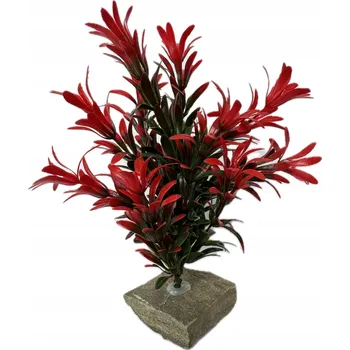 umělá květina UMĚLÁ ROSTLINA DO AKVÁRIA ČERVENÁ DEKORACE OZDOBA TERÁRIA 19 CM