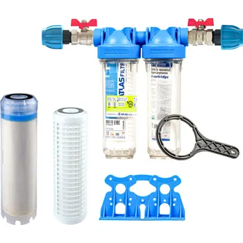 vodní filtr PRODO Sada filtru Senior 10" DUO. Komplet připojení 3/4". Snížení dusičnanů ve vodě (QA 10 AF-SX).