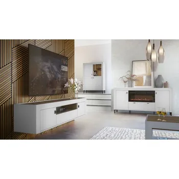 Obývací stěna Nábytek do obývacího pokoje Nivorta IV, Osvětlení: bez osvětlení, Barva: bílá / bíla + dub whisky MIRJAN 5903211355226