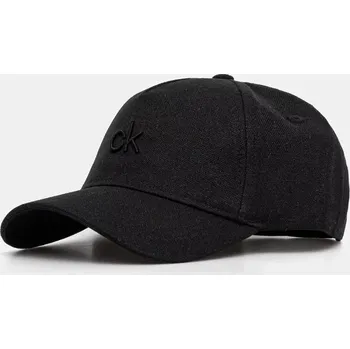 Kšiltovka Lněná kšiltovka Calvin Klein černá barva, s aplikací, K60K613118 99X, vel. ONE SIZE