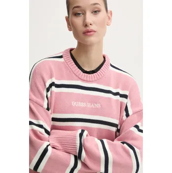 Dámský svetr Bavlněný svetr Guess Jeans více barev, lehký, W4BR09 Z3HM1 W4BR09.Z3HM1 růžová 39X, vel. S